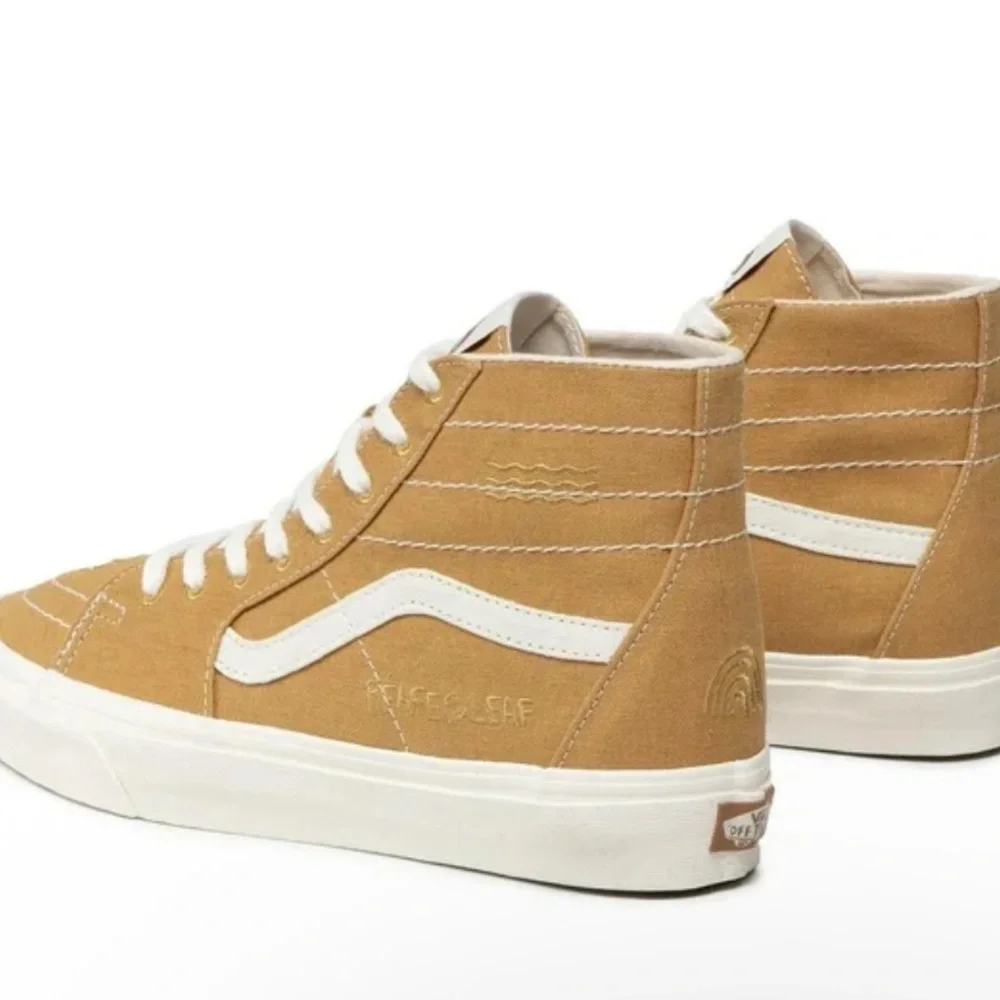 VANS Sk8-Hi Eco Theory Tapered Hemp Peace Leaf Mens 7 Womens 8.5 Mustard Gold - Picture 9 of 11